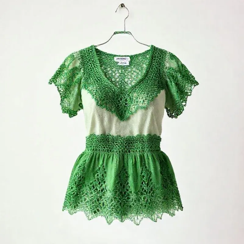 Blusa Frente �nica Em Barbante Exuberante Trançada � Verde Tamanho G