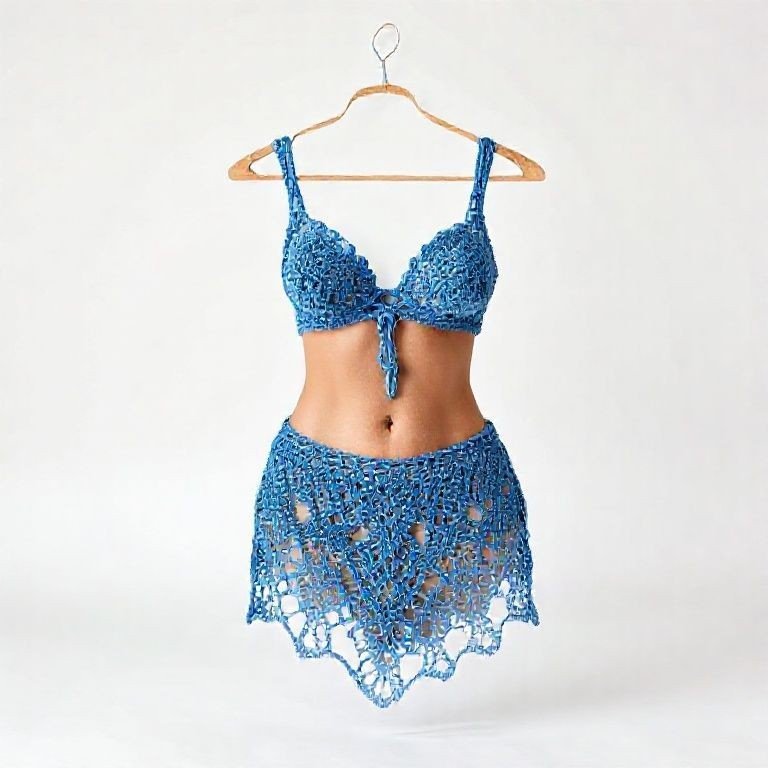 Saída De Praia Midi Em Algodão Trançado Macramê � Azul Tamanho G